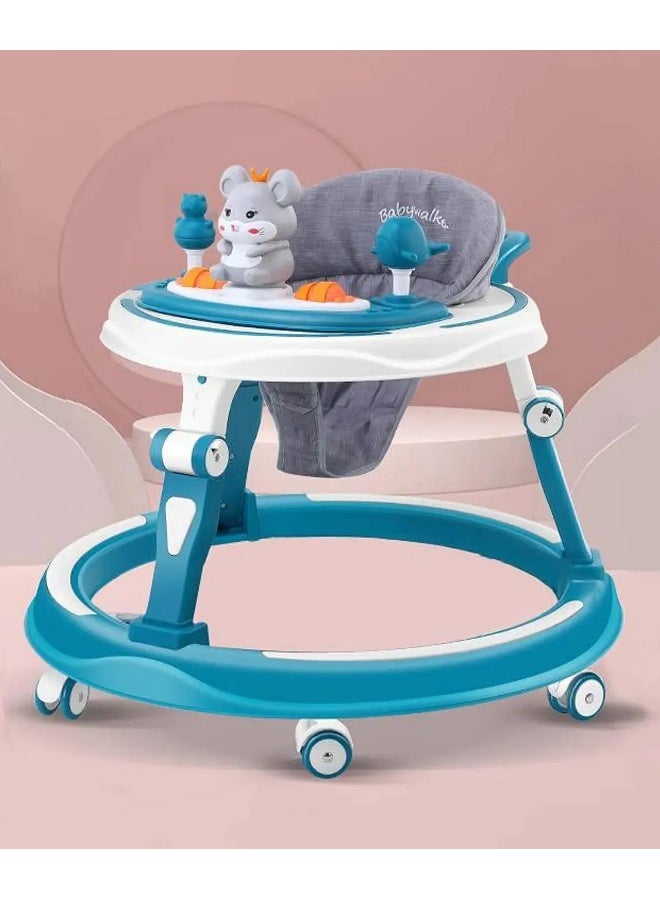 PlayNation Play Nation Multi Functional Baby Walker, Mouse Theme, with Toy Bar, Adjustable Height, Music & Lights, 6 Months+, 70 x 70.5 x 57cm - Blue - Image 1
