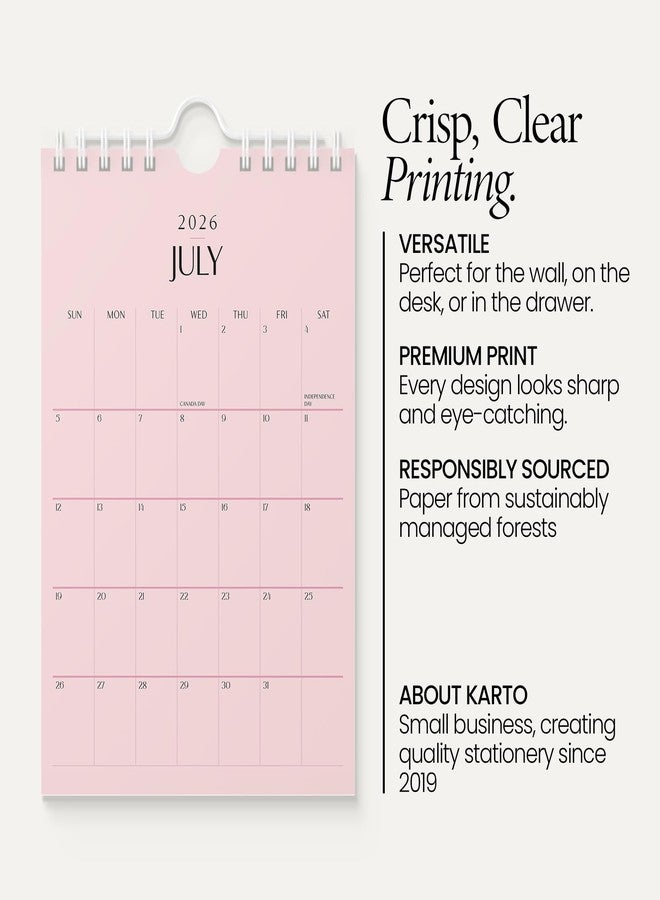 Karto Small Wall Calendar 2026 - Vertical 6x9 inch January 2026 to June 2027 - Small, Versatile, and Easy Planning with the Aesthetic Desk Monthly Calendar - All Pink - Image 3
