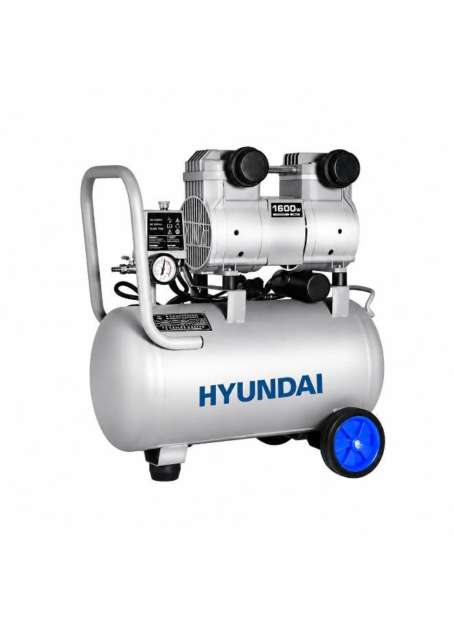 كمبروسر هواء كهربائي 2600 واط سعة 50 لتر بدون زيت هادئ 120 PSI بتدفق هواء 216 لتر/دقيقة للاستخدام الصناعي وورش العمل 220-240 فولت هيونداي HP-2655