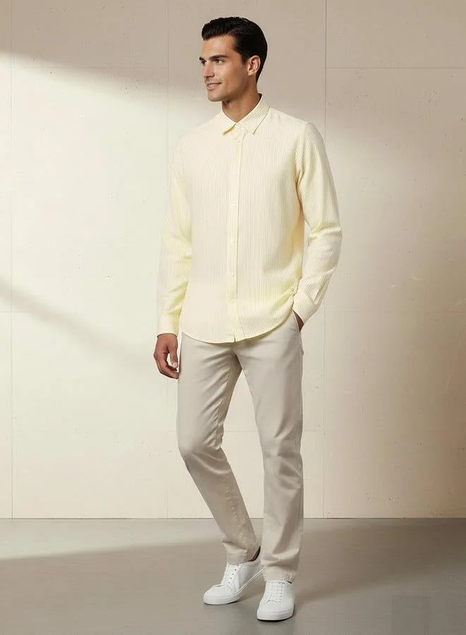 سبلاش فيڤ Men Regular Fit Collared Striped Long Sleeve Shirt