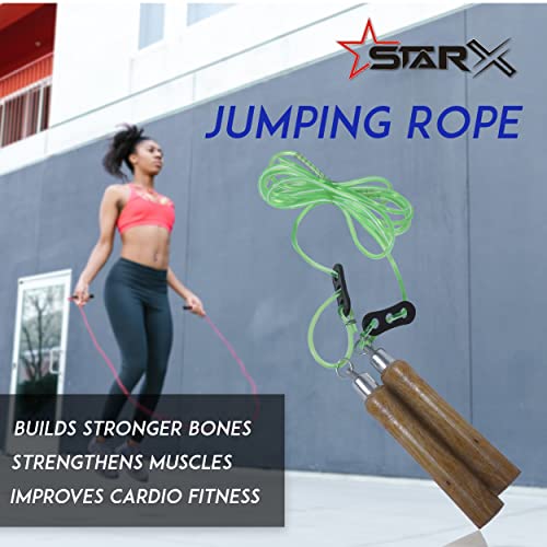 STAR X WOODENHANDLE Skipping Rope, Adult (Blue/Yellow) | Gym Equipment for Home Gym Workout Weight Lifting Strength Training & Exercise Fitness Gym Accessories - Image 4