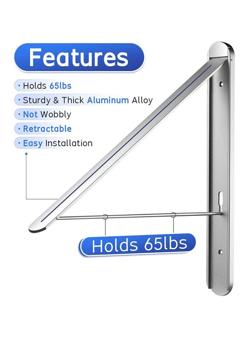 KASTWAVE Retractable Clothes Rack, Stealth Clothes Drying Hangers , Wall Mounted Folding Clothes Hanger Drying Rack for Laundry Room Closet Storage Organization (Sliver) - Image 3