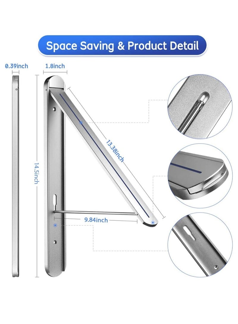 KASTWAVE Retractable Clothes Rack, Stealth Clothes Drying Hangers , Wall Mounted Folding Clothes Hanger Drying Rack for Laundry Room Closet Storage Organization (Sliver) - Image 2