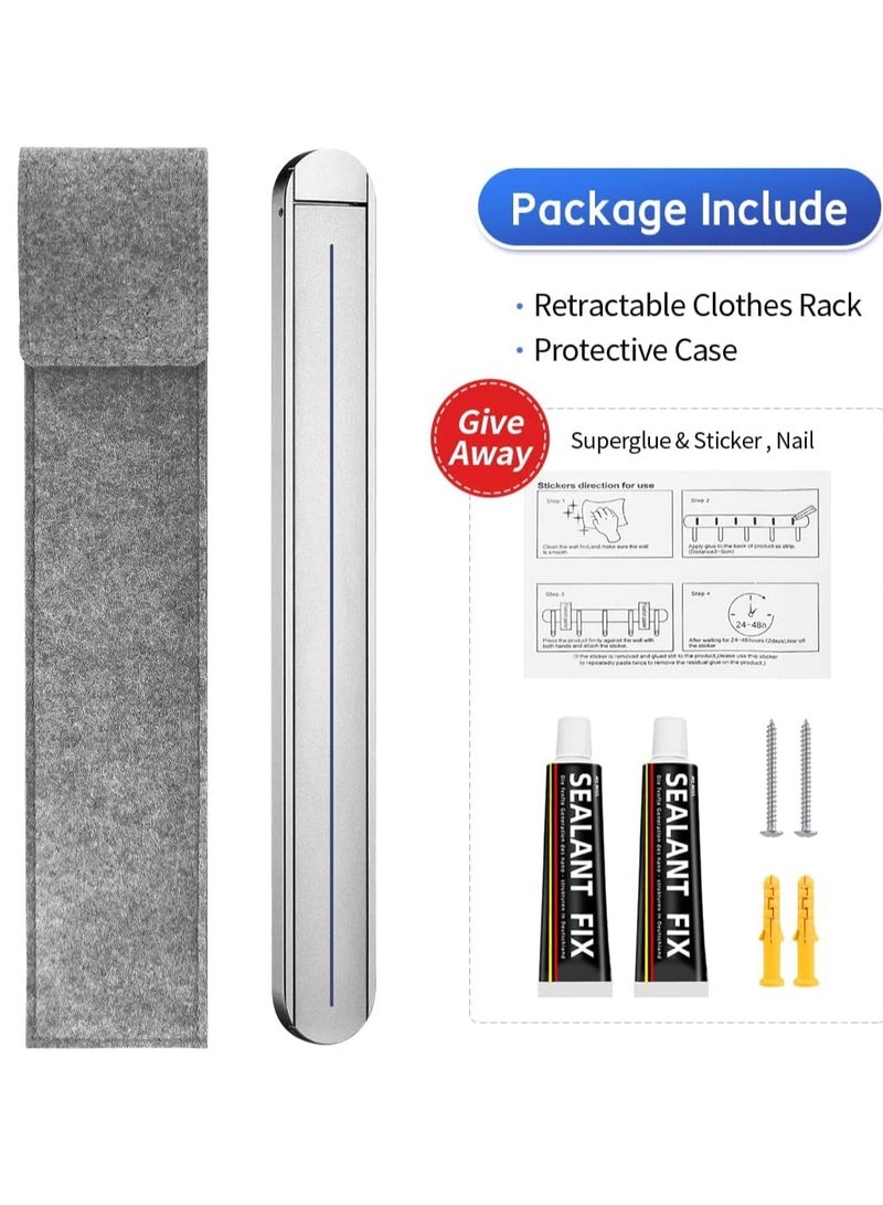 KASTWAVE Retractable Clothes Rack, Stealth Clothes Drying Hangers , Wall Mounted Folding Clothes Hanger Drying Rack for Laundry Room Closet Storage Organization (Sliver) - Image 4