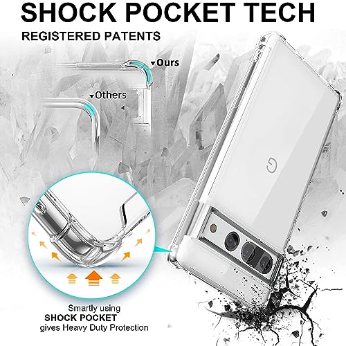 KIOMY Case for Google Pixel 7 Pro, Airbag Corners Shockproof Bumper Protective Phone Cover, Hybrid Design Hard PC Back with Flexible TPU Frame, Clear See Through - Image 2