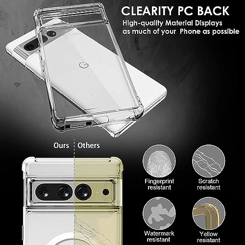 KIOMY Case for Google Pixel 7 Pro, Airbag Corners Shockproof Bumper Protective Phone Cover, Hybrid Design Hard PC Back with Flexible TPU Frame, Clear See Through - Image 5