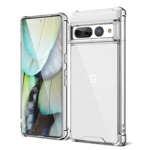 KIOMY Case for Google Pixel 7 Pro, Airbag Corners Shockproof Bumper Protective Phone Cover, Hybrid Design Hard PC Back with Flexible TPU Frame, Clear See Through - Image 1