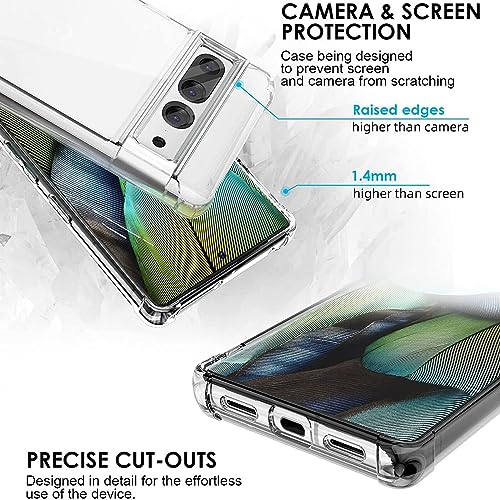 KIOMY Case for Google Pixel 7 Pro, Airbag Corners Shockproof Bumper Protective Phone Cover, Hybrid Design Hard PC Back with Flexible TPU Frame, Clear See Through - Image 3