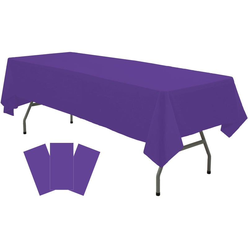 rebdng Plastic Purple Tablecloths 3 Pack Violet Disposable Table Covers 54"" x 108"" Table Cloths for Parties Mermaid Gras Parties Birthdays Weddings  Fits 6 to 8 Foot Rectangle Tables - Image 1