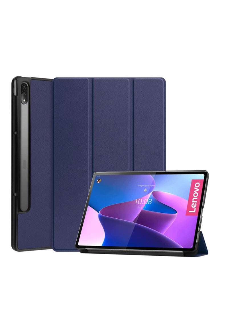 Custer Case for Lenovo Tab P12 Pro 12.6 Inch Ultra-Thin PU-Leather Hard Shell Cover (Blue) - Image 1