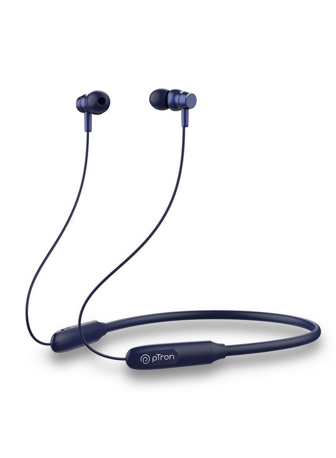 PTron pTron Tangent Flex Bluetooth 5.3 Wireless In-Ear Headphone with Mic, 38Hrs Playtime, 13mm Driver, Dual Device Pairing Wireless Neckband, Type-C Charge, Magnetic Buds & IPX5 Water Resistant (Bold Blue)  - Image 1