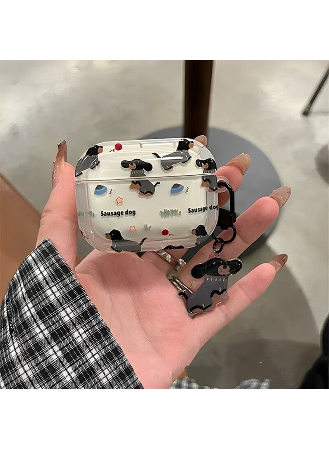 Shell Sister Airpods 4 Protective Case With Cute Sausage Dog Pendant Apple Earphone Protective Case Wireless Bluetooth Earphone Case Anti-Drop Creative Anti-Slip - Image 4