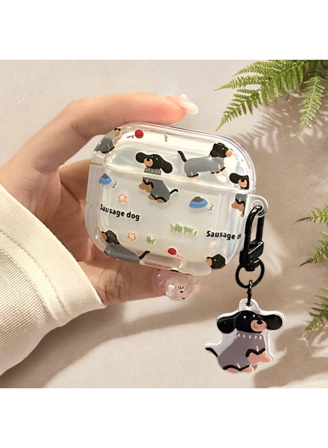 Shell Sister Airpods 4 Protective Case With Cute Sausage Dog Pendant Apple Earphone Protective Case Wireless Bluetooth Earphone Case Anti-Drop Creative Anti-Slip - Image 1