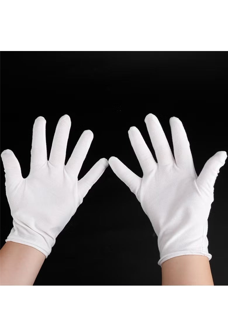 6 pairs of cotton gloves, suitable for eczema and dry hands, moisturizing work gloves with spa-like properties, elastic fit for sensitive skin (white, thin, one size fits all). - Image 3
