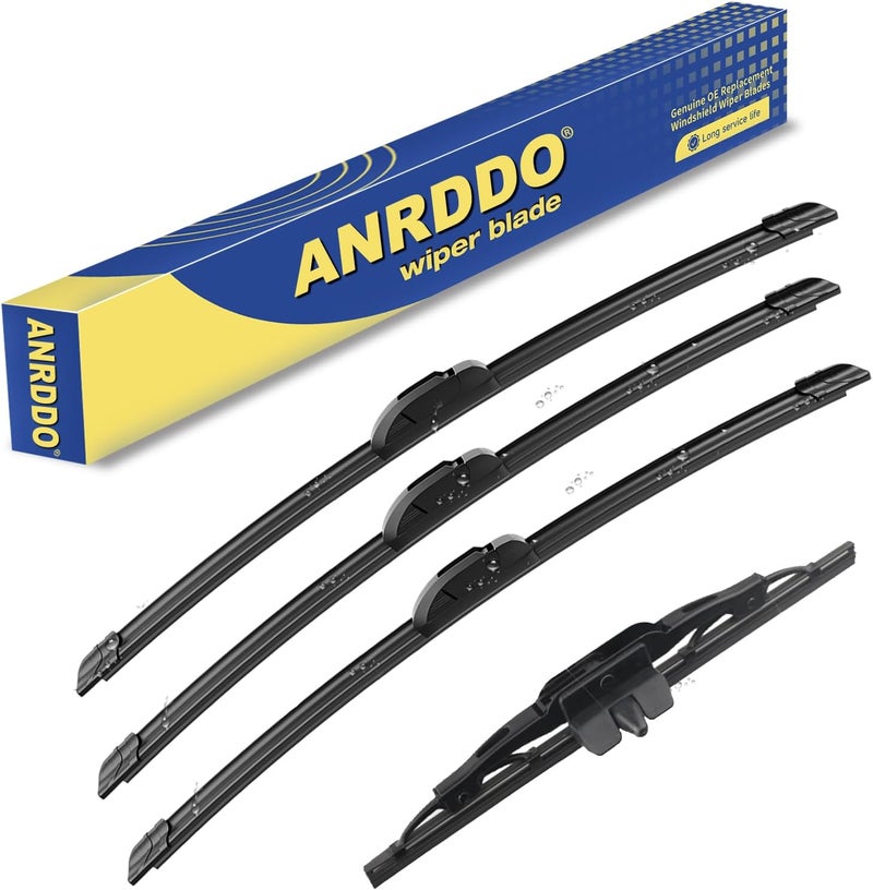 ANRDDO مجموعة استبدال مصنع ANRDDO لمساحات زجاج أمامي لسيارات تويوتا FJ كروزر 2007-2014، مجموعة شفرات مساحات أصلية مقاس 16"+14"+14"+10" (مجموعة من 4) يقلل تلف النقل - Image 1