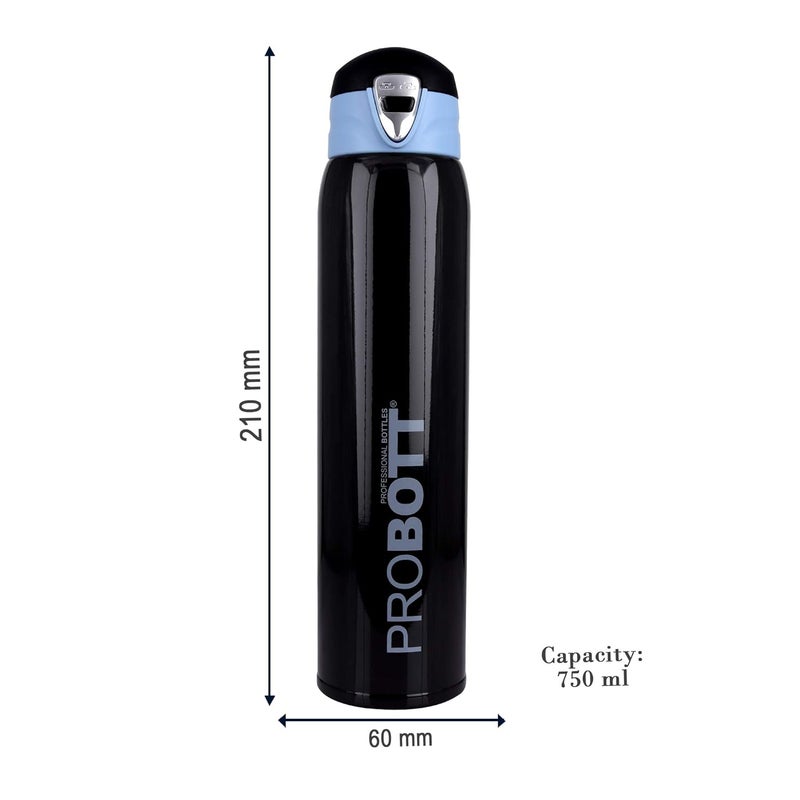 PROBOTT Thermosteel Vacuum Flask Hot & Cold Sports Bottle Each 750ml -Black (Pack of 2) - Image 4