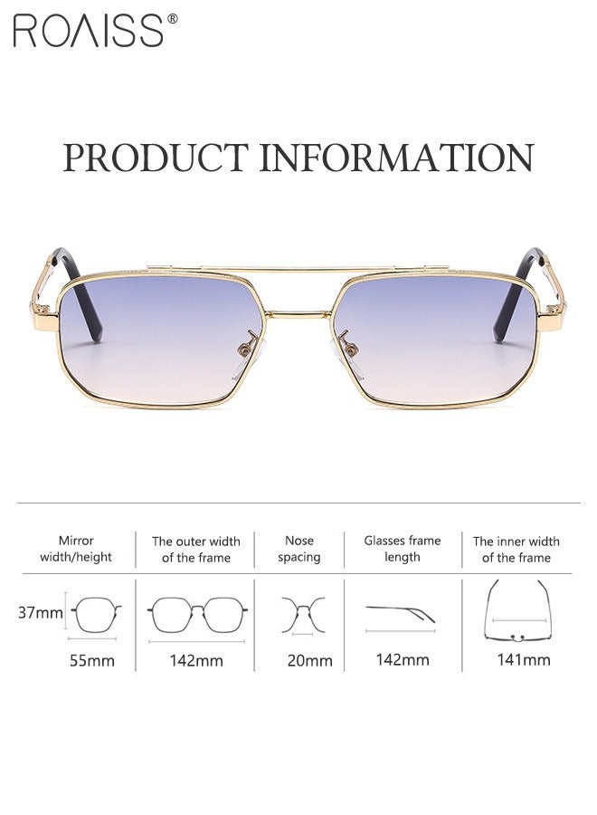 رويس نظارات شمسية سداسية الشكل للرجال، نظارات شمسية للرجال واقية من الأشعة فوق البنفسجية 400 مع إطار معدني، نظارات شمسية عصرية مضادة للتوهج للرجال للقيادة والصيد والسفر، ذهبي، 55 ملم - Image 3