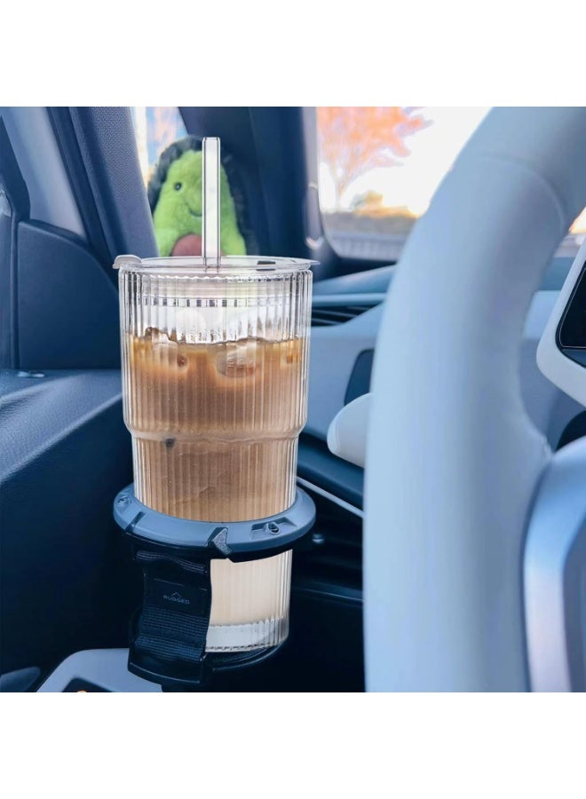 FASHION HOME كوب زجاجي مضلع سعة 20 أونصة - أكواب شرب كبيرة للقهوة المثلجة والماء والعصير - أدوات زجاجية أنيقة وعصرية للاستخدام اليومي والمناسبات الخاصة - مجموعة من 1 - Image 3