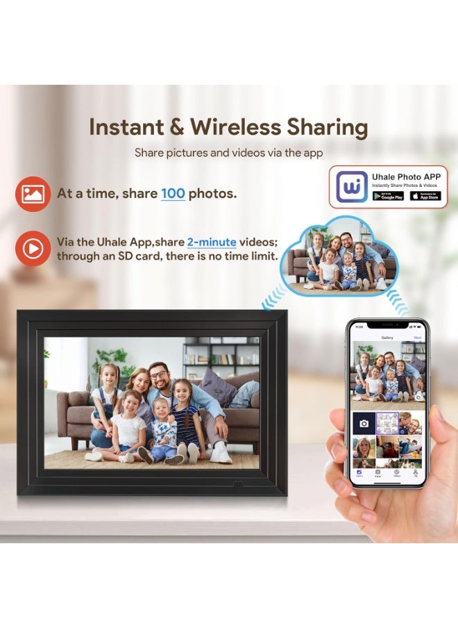 XiuWoo Digital Photo Frame Wi-Fi 10.1inch Touchscreen Electronic Photo Frame with 32GB Memory, Auto-Rotate, Wall Mountable, Photos and Videos via APP Uhale for Parents/Couples/Friends/Family  - Image 2
