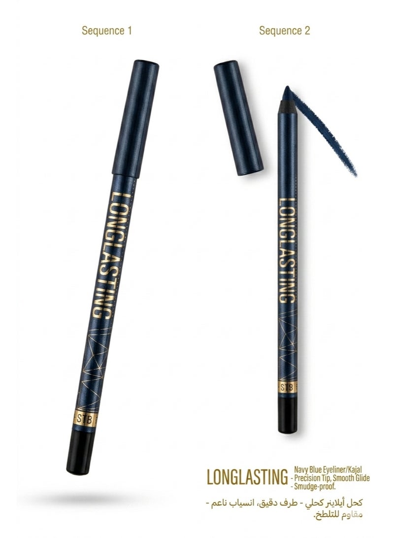 Professional Longlasting Eye Pencil - Shade 104 Navy Blue - High Pigment Kohl & Eyeliner - Waterproof - Image 2