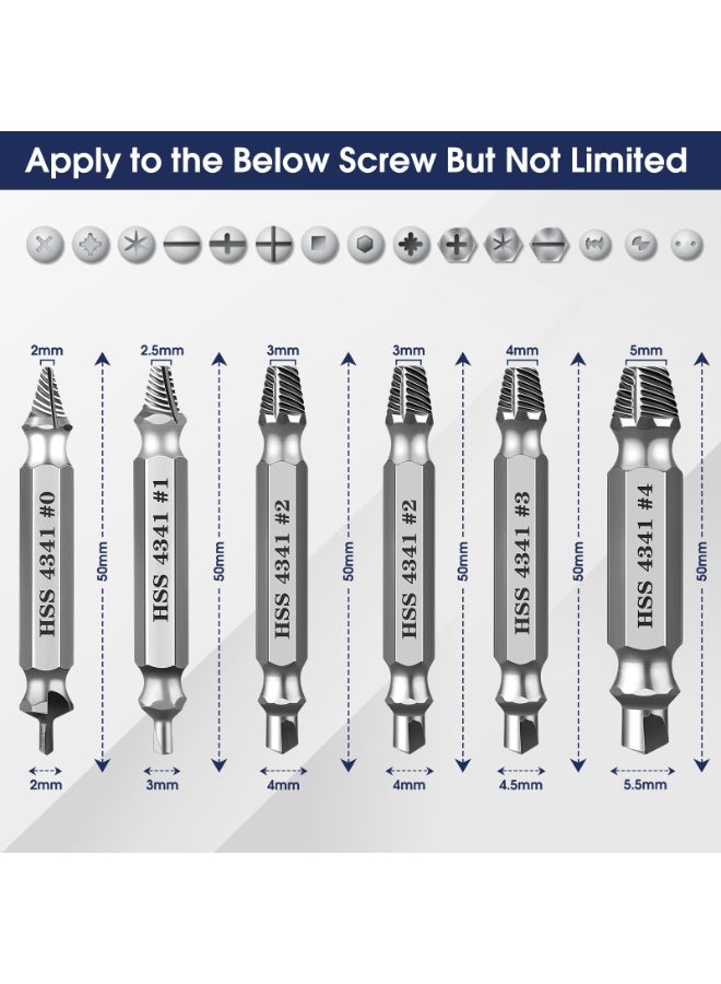 SUNSAR 6Pcs Titanium Damaged Screw Extractor Set - Remover for Stripped Head Screws Nuts & Bolts Drill Bit Tools for Easy Removal of Rusty & Broken High Speed Steel - Image 2