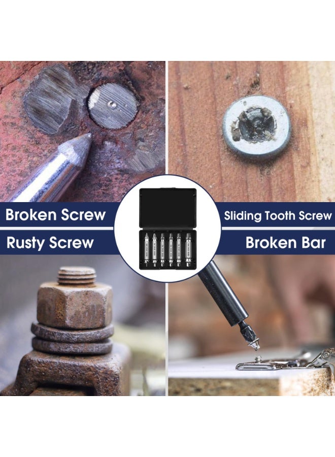 SUNSAR 6Pcs Titanium Damaged Screw Extractor Set - Remover for Stripped Head Screws Nuts & Bolts Drill Bit Tools for Easy Removal of Rusty & Broken High Speed Steel - Image 5