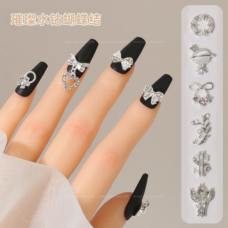 New Nail Bow Love Alloy Nail Decoration Moon Flower Butterfly Nail Drill Manufacturers Jewelry - Image 2