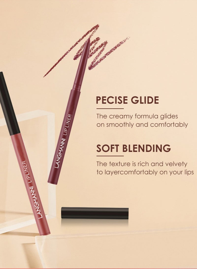 LANGMANNI 01Langmanni Liquid Lipstick + Lip Liner Pens Set, Waterproof Long Wear Lip Gloss Make up Gift Set - Image 2