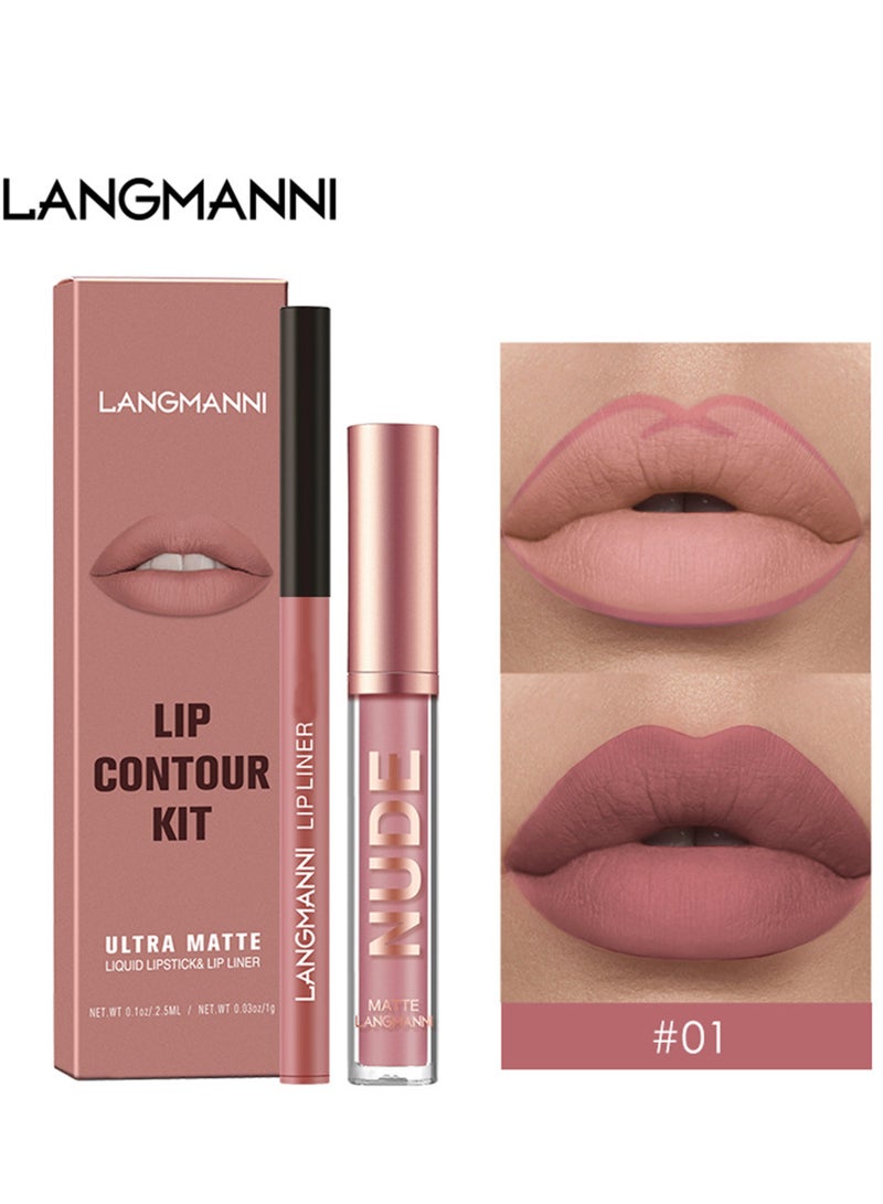 LANGMANNI 01Langmanni Liquid Lipstick + Lip Liner Pens Set, Waterproof Long Wear Lip Gloss Make up Gift Set - Image 4