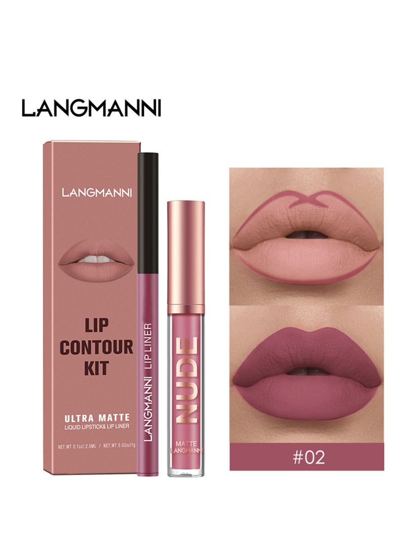 LANGMANNI 01Langmanni Liquid Lipstick + Lip Liner Pens Set, Waterproof Long Wear Lip Gloss Make up Gift Set - Image 5