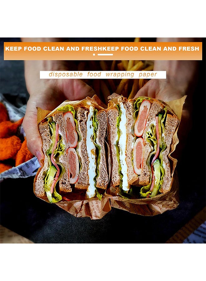 Depend 50 Pieces Sandwich Wrapper Waxed Baking Paper Disposable Greaseproof Greaseproof Paper Square Food Wrap Waxed Paper Food Tray Liner For Burger Cake Bread  - Image 5