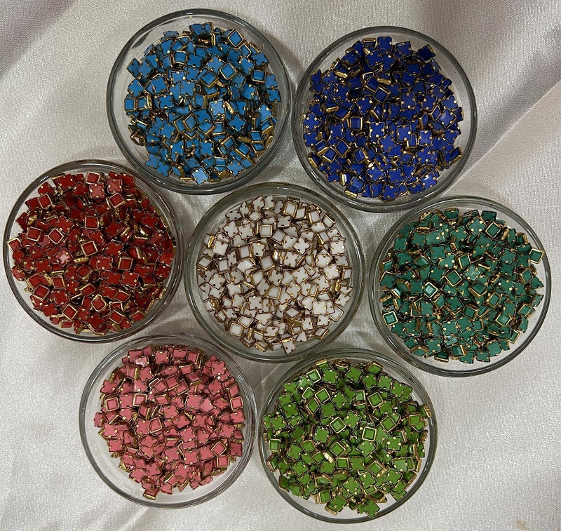 Unikart Colourful Kundan Beads Square Shape 4x4mm for Jewellery Making, Earing, Art & Craft Pack of 700 Pieces with Fabric Glue & Storage Box, Multicolor - Image 2