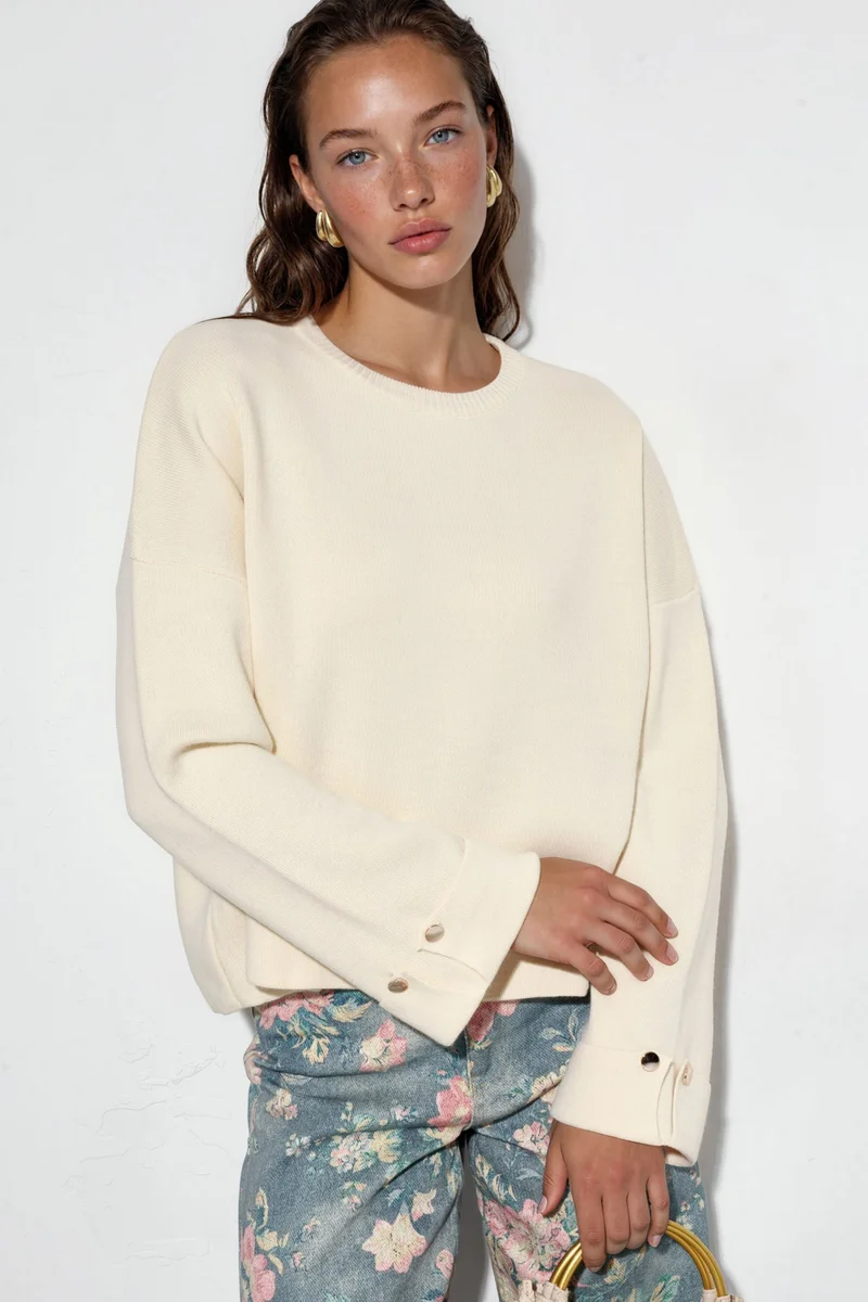Hiccup Button Detailed Knit Sweater