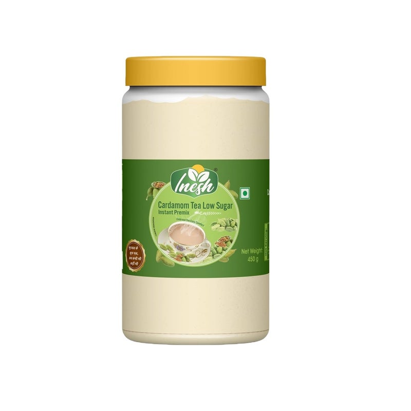 Inesh Cardamom Tea Low Sugar Instant premix jar 450 gm - Image 1