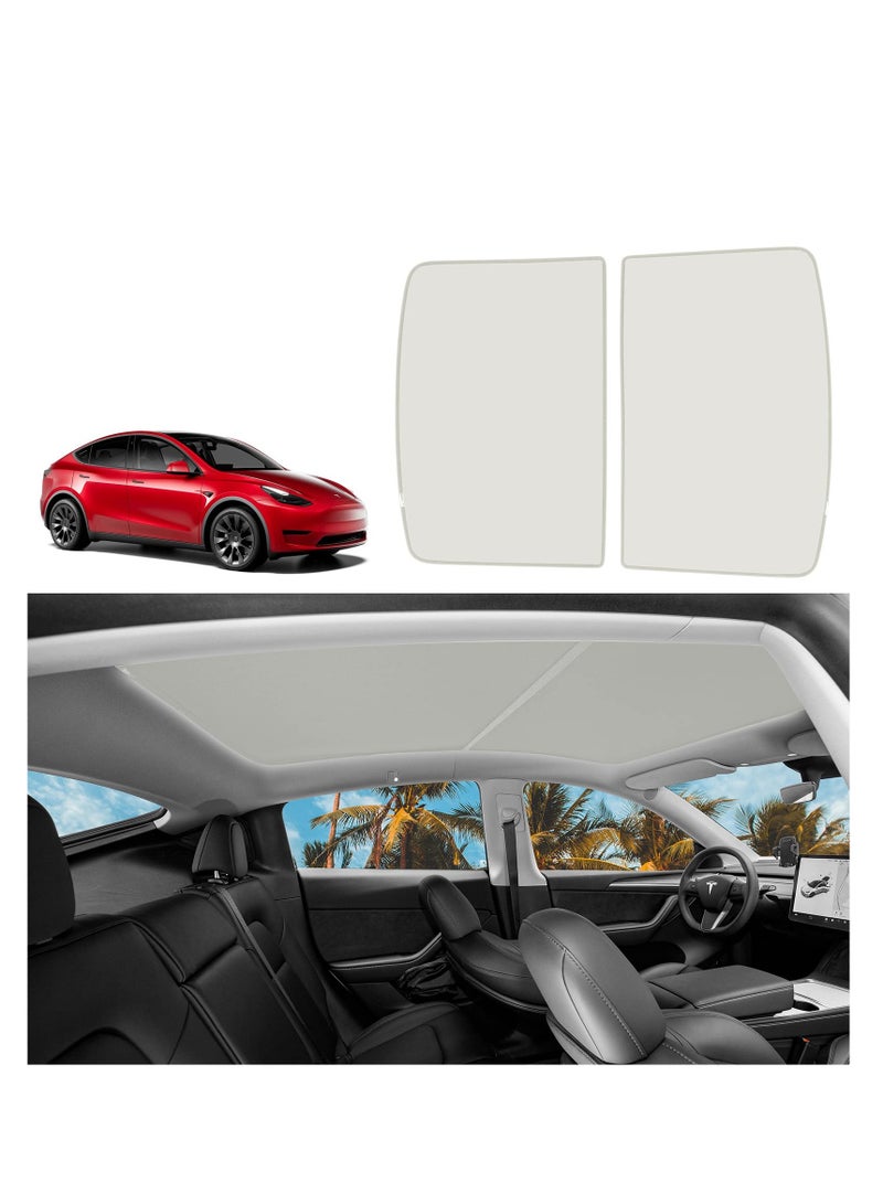 SOLARAE Roof Sunshades For Tesla Model Y 2023 Glass Roof Sunshade Front And Rear Top Windows Sun Shade Won't Sag With Sky light Reflective Covers (13 Snap Accessories) - Image 1