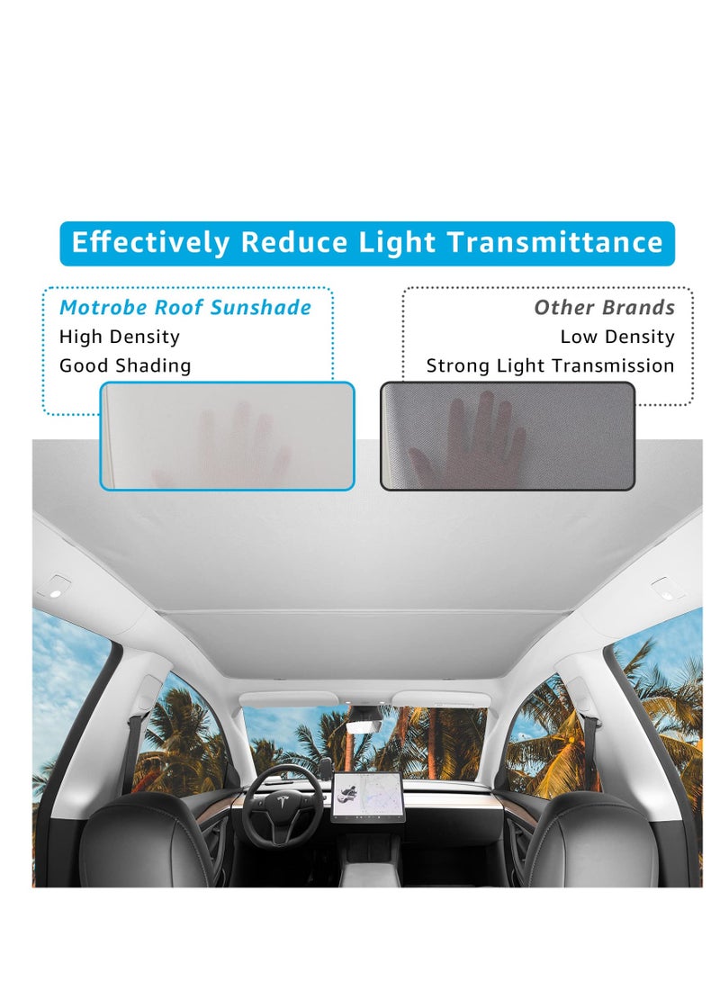 SOLARAE Roof Sunshades For Tesla Model Y 2023 Glass Roof Sunshade Front And Rear Top Windows Sun Shade Won't Sag With Sky light Reflective Covers (13 Snap Accessories) - Image 4