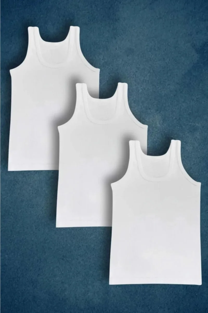 HMD 2013X3 Girl's 3-Piece Ribbed Thick Strap Athlete-White