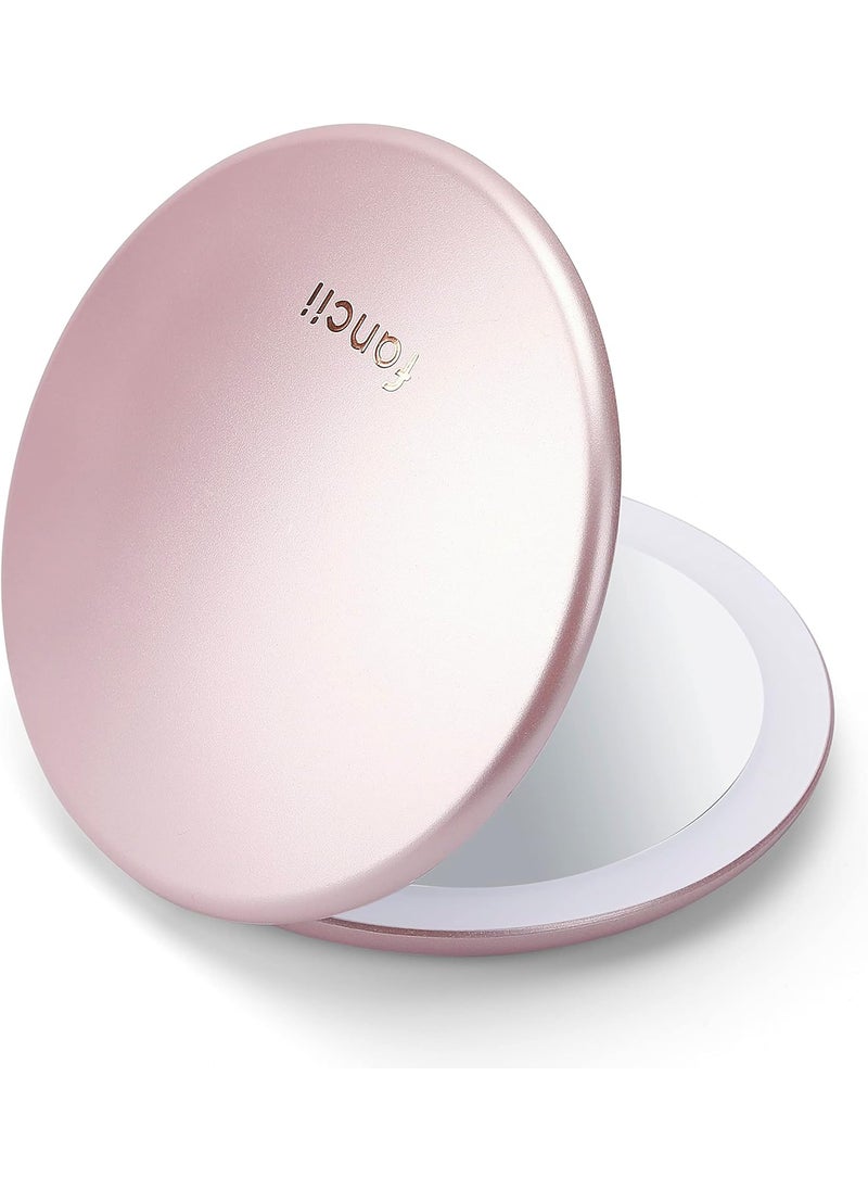 Fancii Fancii Taylor LED Lighted Travel Makeup Mirror Rechargeable with 10x1x Magnifying  3 Light Settings  Compact Portable Large 5 Wide Hand Mirror for Handbag and Purses Rose Gold  - Image 1