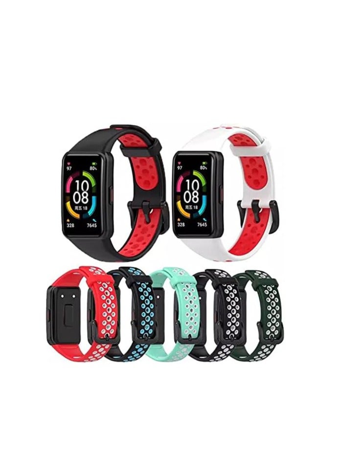 Replacement silicone watch band for huawei honor band 6 (black/white) - Image 4