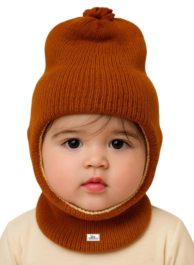 Kidbee Unisex Woolen Monkey Beanie Cap for Babies (6 Months - 3 Years) - Soft, Stretchable, Warm & Lightweight, Perfect for Cold Weather (in, Age, 2 Years, 3 Years, Chocolate) - Image 1