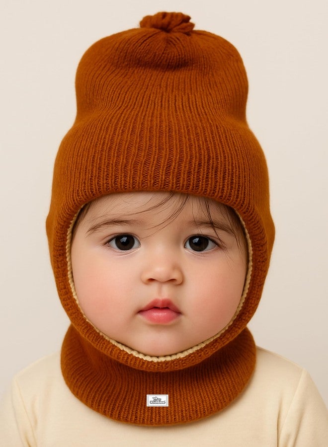 Kidbee Unisex Woolen Monkey Beanie Cap for Babies (6 Months - 3 Years) - Soft, Stretchable, Warm & Lightweight, Perfect for Cold Weather (in, Age, 2 Years, 3 Years, Chocolate) - Image 2