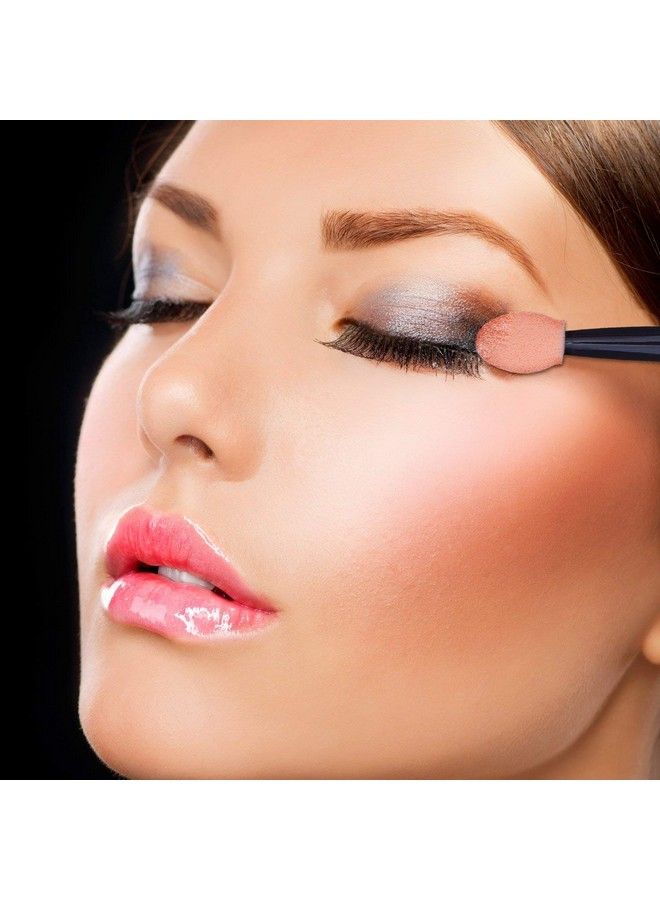Nesa Disposable Makeup Brush Set (Doublesided Oval Makeup Eye Shadow Brush Sponge Applicator 50 Pcs) Black - Image 3