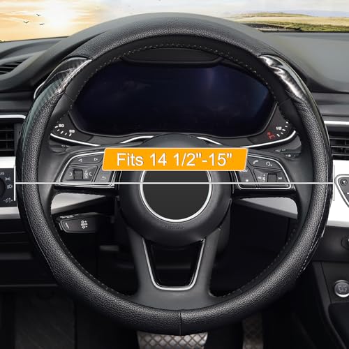KAFEEK Carbon Fiber Steering Wheel Cover Universal 15 inch AntiSlip OdorlessBlack - Image 3