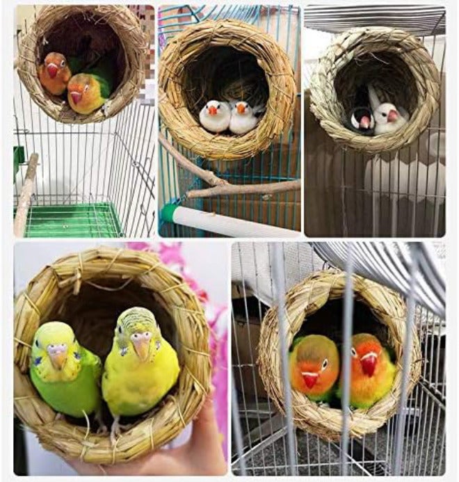 ANTOLE Handmade Straw Natural Bird Nest/Pigeon Bird House Parrot Nest Warm Pet Bedroom Courtyard Bird Cages Adornment - Image 4