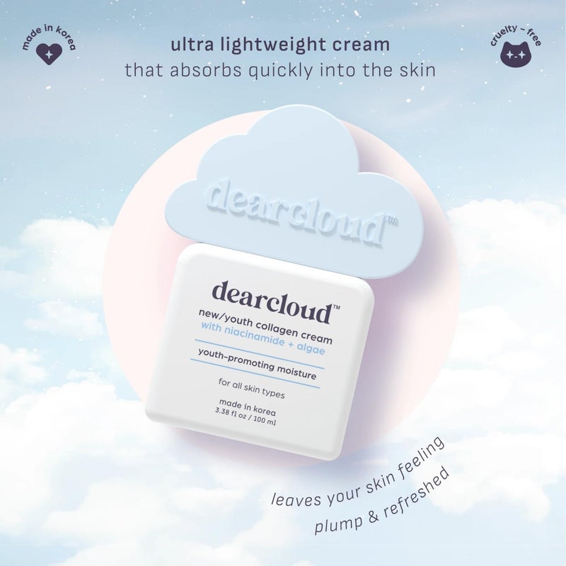 dearcloud New/Youth Collagen Cream Moisturizer â€“ Firming Korean Facial Moisturizer for Radiant Skin (3.38 fl oz) - Image 3