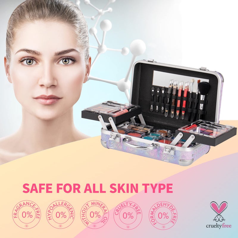 Hot Sugar All In One Makeup Set for Teenager Girls 10-12 Full Makeup Kit for Beginners Includes Eye Shadow Palette Blush Lip Gloss Lipstick Eye Pencil Brush Mirror (Purple Heart) - Image 5