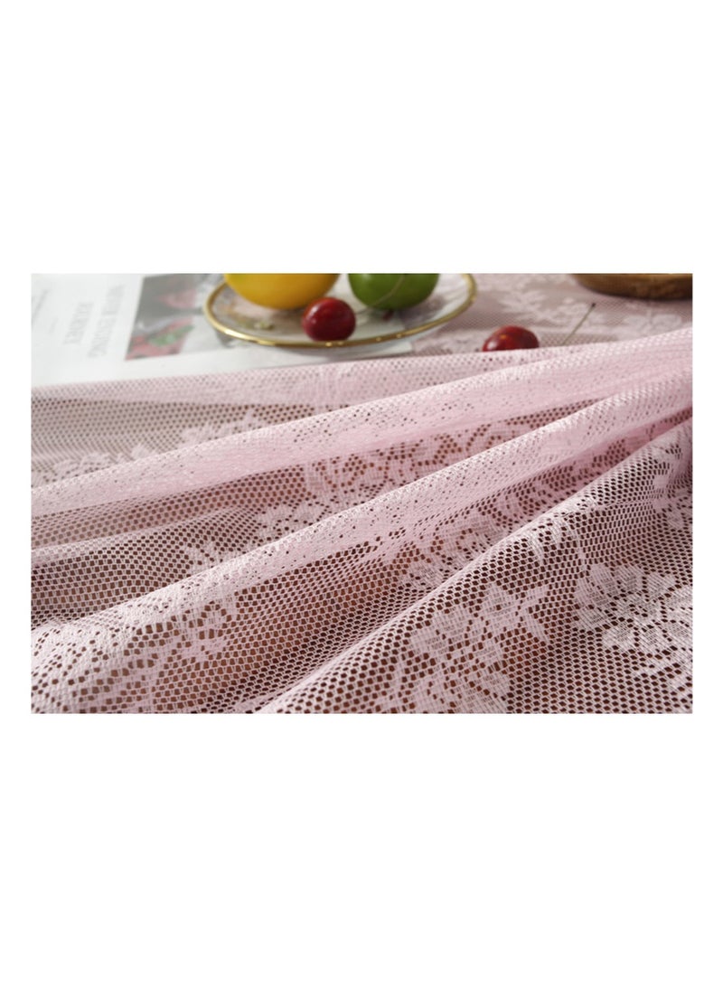 إزدنك مفرش طاولة دائري من الدانتيل مقاس 120 سم مطرز بنقوش زهرية أنيقة، غطاء دائري مناسب لحفلات الزفاف والمهرجانات والعشاء الطويل وديكور المنزل (شكل دائري، زهور وردية) - Image 5