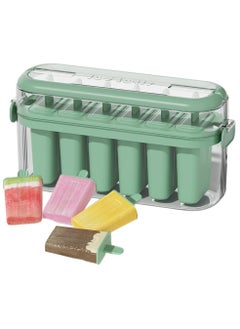 Ice Cream Mold, Homemade Ice Pop Mold, 6 Plastic Ice Cream Makers, Easy Release and Reusable, DIY Popsicle Maker (Green)