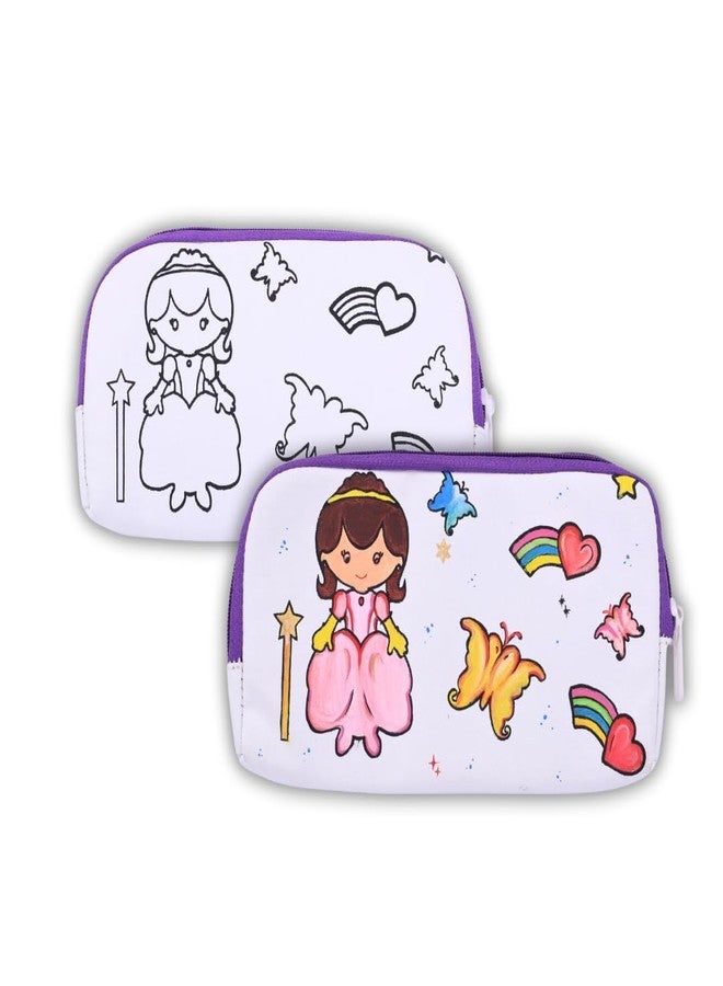 HOBBY INDIA DIY Canvas Pouch Painting Kit for Kids | with Zip Makeup & Toiletry Art Craft Set | Birthday, School, Stationery, Travel, Pencil Bag Boy & Girl | Christmas & Return Gift (Castle Fairy) - Image 3