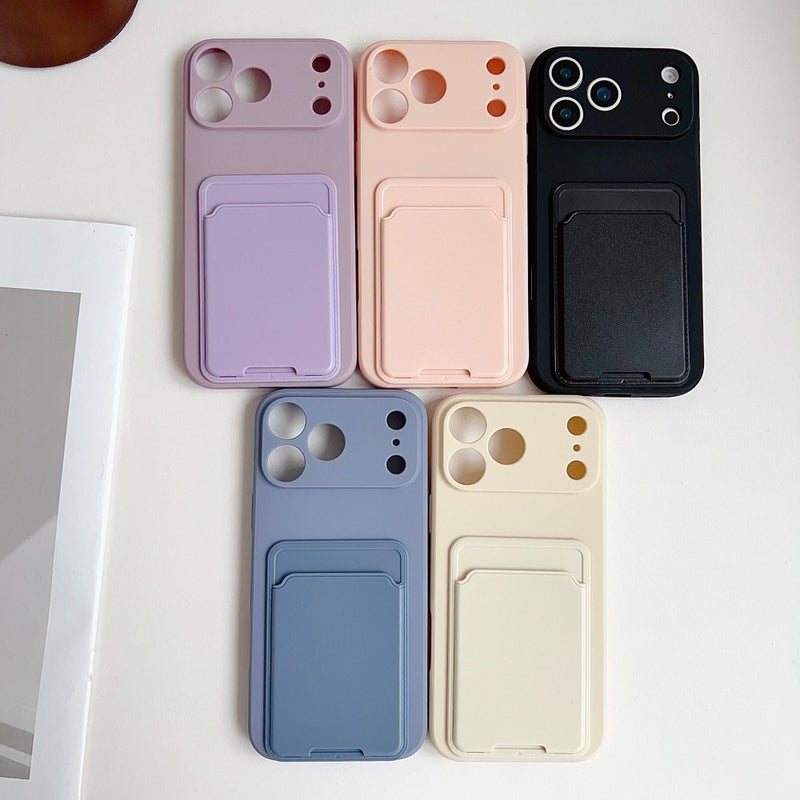 Purple Minimalist Card Slot Phone Case Anti Drop Compatible iPhone 16 - Image 1